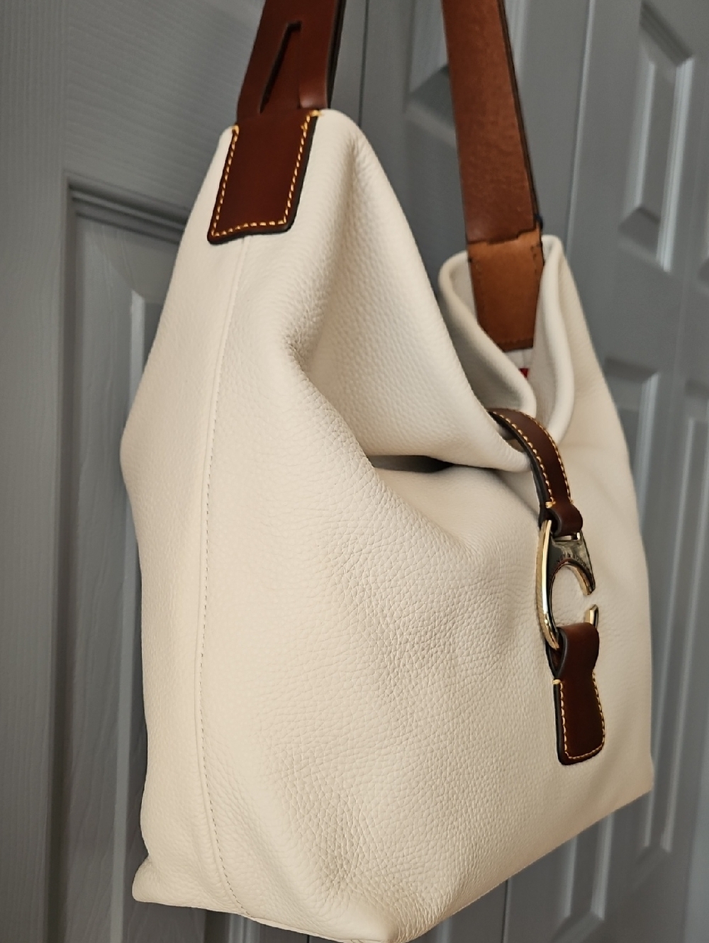 Dooney & Bourke Bone Pebble Leather Hobo Bag - Picture 15 of 16